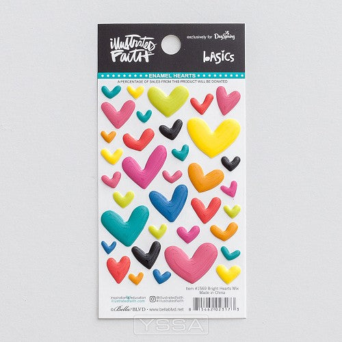 Mixed colors - Cardstock stickers hearts